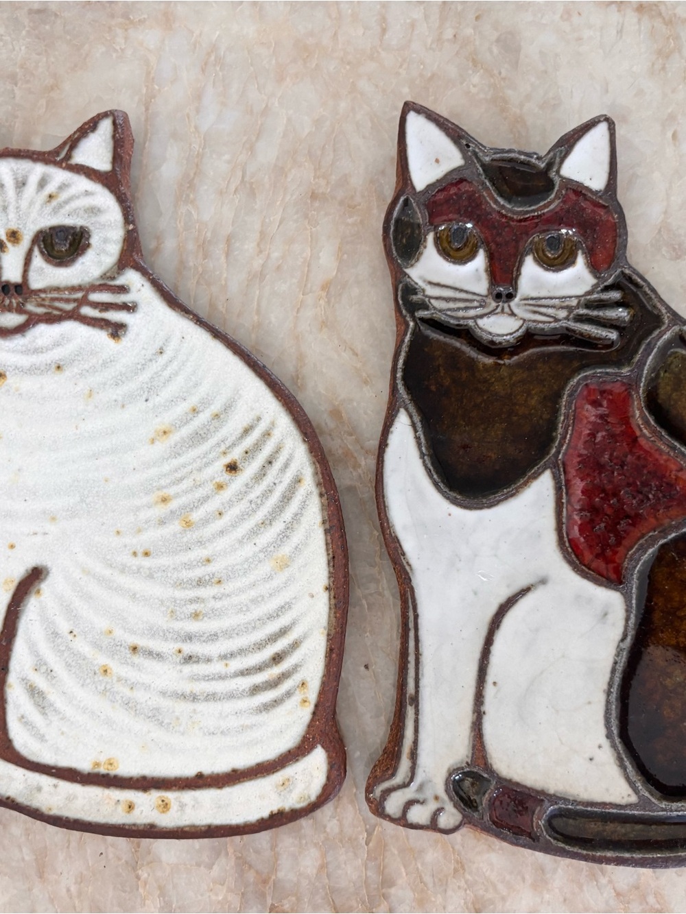 Vintage Victoria Littlejohn Folk Art Pottery White Cat/Calico Cat Art Kitchen - Picture 12 of 12